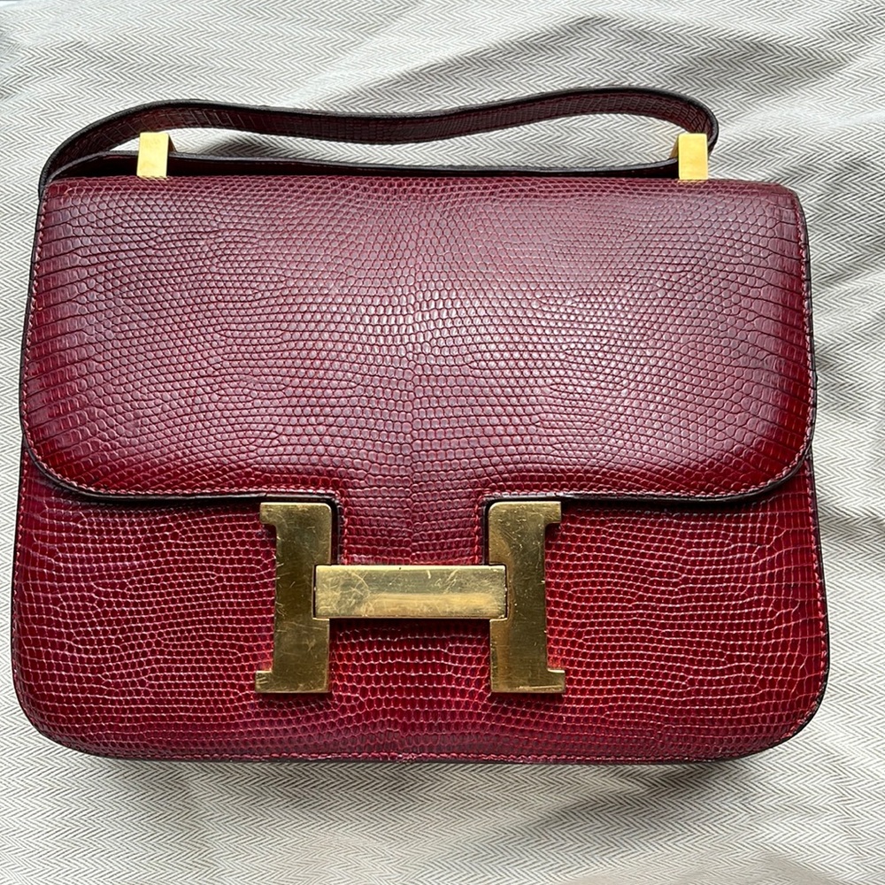 Authentic Lizard Hermes 24CM Constance